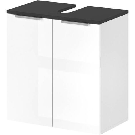 Meuble sous vasque simple Otis, Blanc Haute brillance, 58 x 60 cm, Vicco