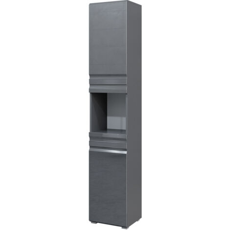 Meuble de rangement de salle de bain Fredd, Anthracite, 36.4 x 190.5 cm, Vicco