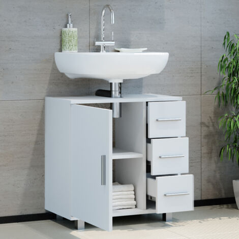 Vicco – Meuble sous vasque simple 60 x 60 cm – Panneau de particules 16 mm – Revêtement mélamine – 3 tiroirs pour rangement optimisé (1/5)