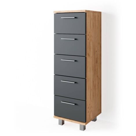 Meuble de rangement de salle de bain Ilias, Chêne de force doré, 30 x 95 cm, Vicco