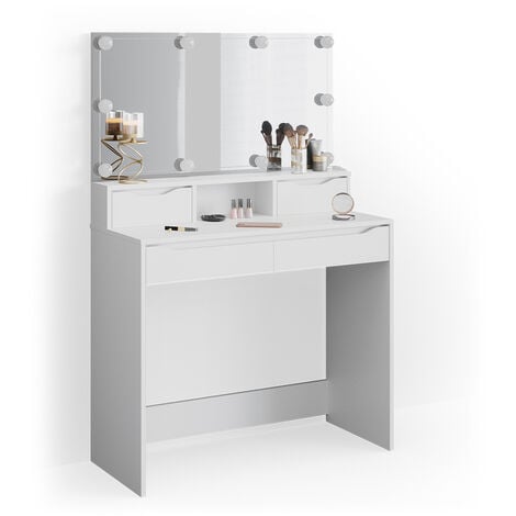 Coiffeuse miroir Led KYLIE blanche