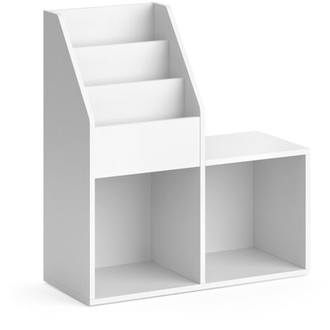 Bibliothèque Moderne Avec Banc Intégré - Blanc, 5 étagères, 72 Cm, Design Luigi By Vicco