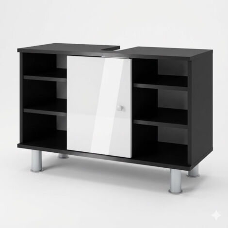 Meuble sous vasque simple Fynn, Anthracite/blanc brillant, 80x54cm, Vicco (1/5)