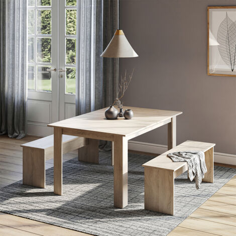 Ensemble de table à manger Sentio, Sonoma, 137.6x92.8cm avec 2 bancs, Vicco