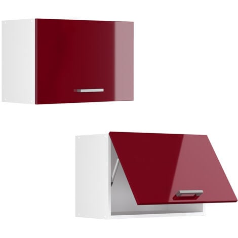 Elément haut de cuisine R-Line, Rouge bordeaux Haute brillance, 60 cm Plat, Vicco