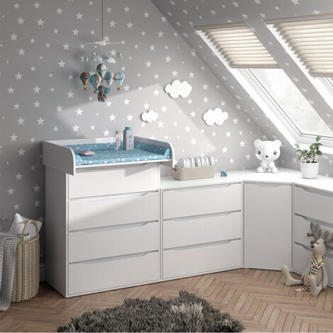 Commode à langer Ruben, Blanc, 83.6 x 117 cm, Vicco