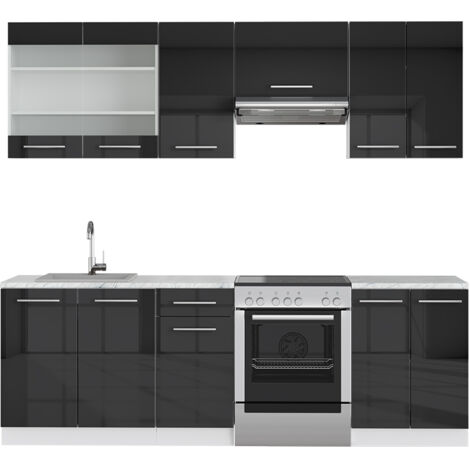 Cuisine équipée Vicco Fame-Line 240 Cm - Moderne Et Ultra-brillante - Anthracite