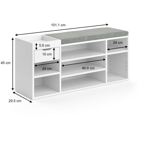Vicco meuble à chaussure, blanc, 59x105cm