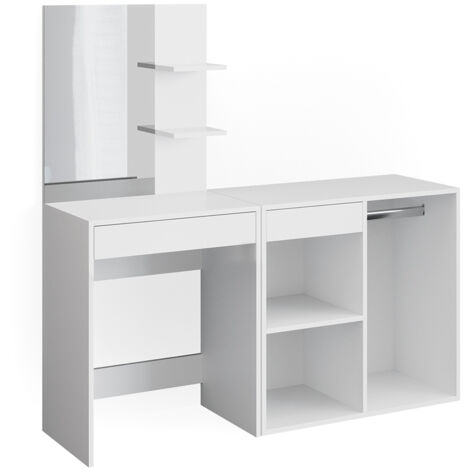 Coiffeuse Vicco Isabelle, table de maquillage, éclairage LED, tabouret