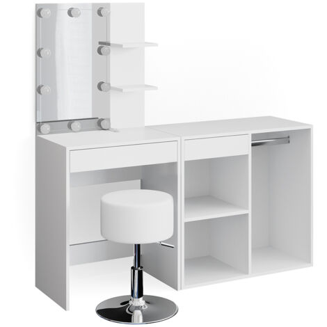 Coiffeuse Vicco Isabelle, table de maquillage, commode maquillage, éclairage LED