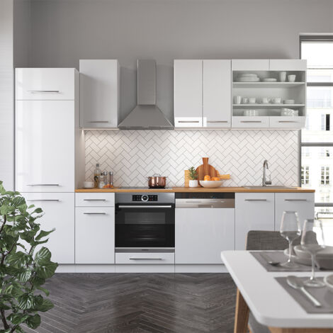 Cuisine Fame-Line, Blanc, 300 cm sans plan de travail, Vicco (1/5)