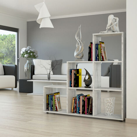 Étagère Bibliothèque Vicco Blanc Béton – 5 étagères, 162 Cm De Haut, Autoportante