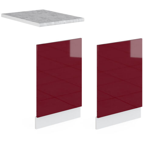 Façade R-Line, Rouge bordeaux Haute brillance, 45 cm sans plan de travail, Vicco