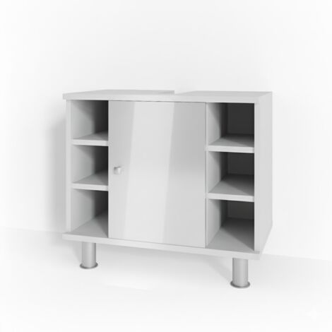 Meuble sous vasque simple Fynn, Blanc Haute brillance, 60 x 54 cm, Vicco