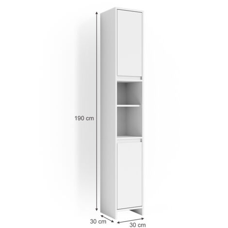 Meuble de rangement de salle de bain Emma, Blanc, 30 x 190 cm, Vicco