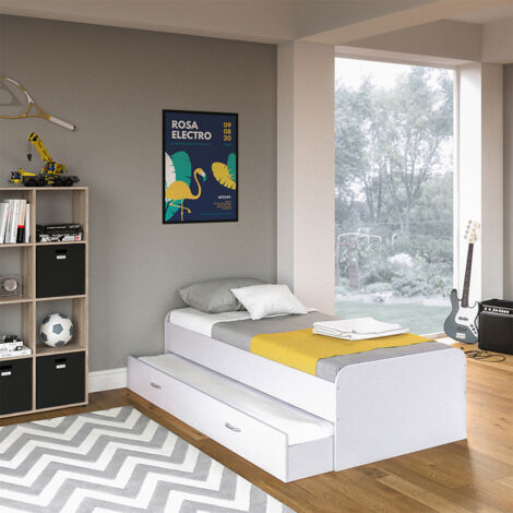 Lit d'enfant Enzo, Blanc, 90x200 cm, Vitalispa