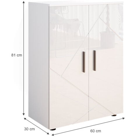 Meuble de rangement de salle de bain Irma, Blanc Haute brillance, 60 x 81 cm, Vicco