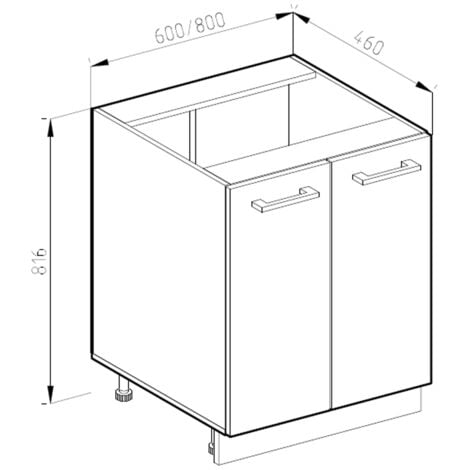 Meuble bas de cuisine R-Line, Chêne de force doré, 60 cm sans plan de travail, Vicco