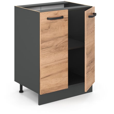 Meuble bas de cuisine R-Line, Chêne de force doré, 60 cm sans plan de travail, Vicco