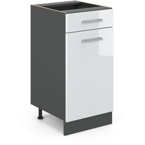Meuble cuisine R-Line, Blanc Haute brillance, 40 cm sans plan de travail, Vicco