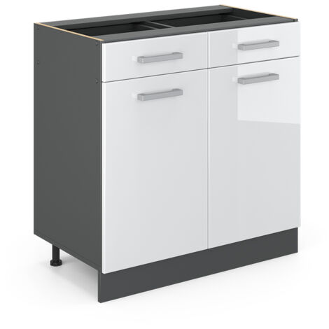 Meuble cuisine R-Line, Blanc Haute brillance, 80cm sans PT, Vicco