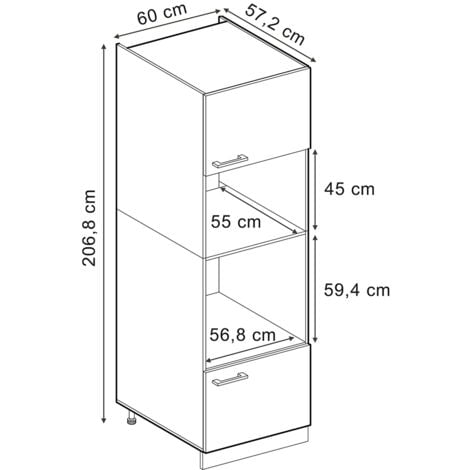 Meuble micro-ondes „R-Line“ 60cm Gris irisé/Blanc Vicco