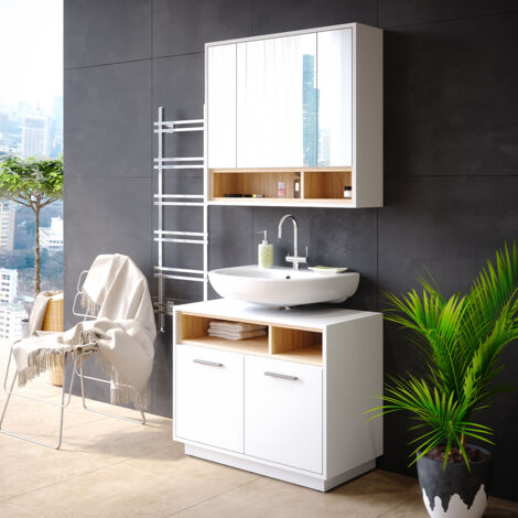 Vicco Meuble sous vasque Beatrice 80x64cm Chêne/Anthracite
