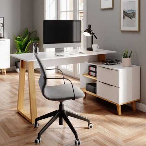 Bureau Nautica, Blanc, 138 x 60 cm avec tiroirs XL, Vicco