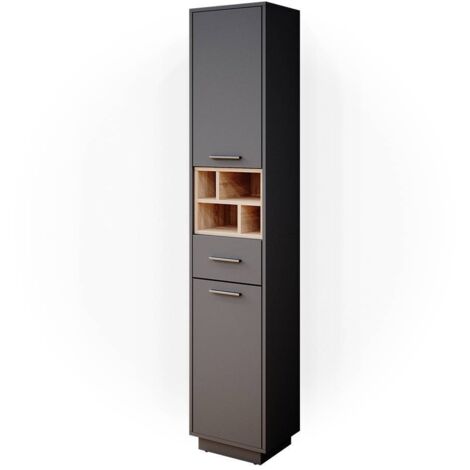 Meuble de rangement de salle de bain Beatrice, Anthracite, 38 x 190 cm, Vicco