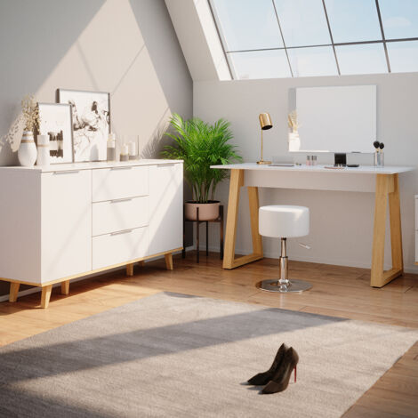 Vicco – Commode Nautica avec tiroirs – Blanc – Dimensions 138 x 82 x 40 cm – Panneau de particules 16 mm – Revêtement mélamine (1/5)