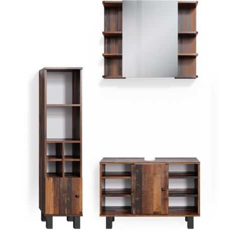 Ensemble de meubles de salle de bain Fynn, Chêne rustique, 3 parties, Vicco