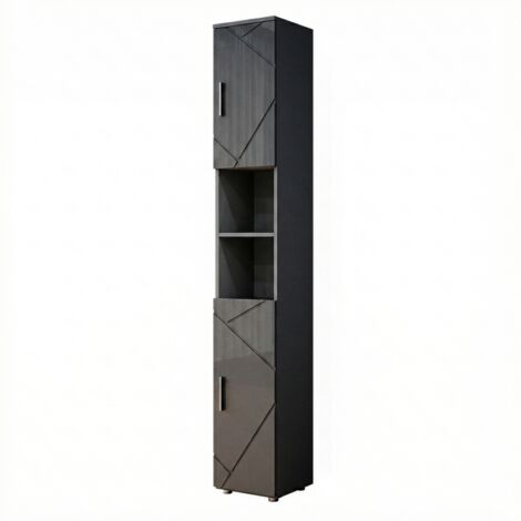 Meuble de rangement de salle de bain Irma, Anthracite Haute brillance, 30 x 192 cm, Vicco