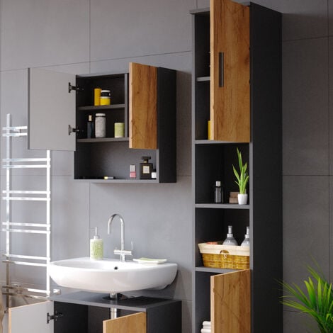 Poubelle salle de bain mat 3L gris fonce mat en metal - L'Incroyable
