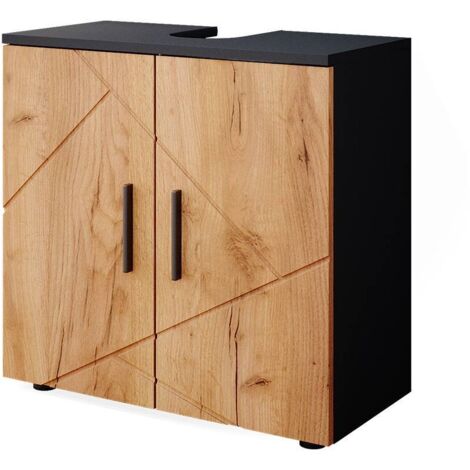 Meuble sous vasque simple Irma, Chêne doré/anthracite, 60 x 59 cm, Vicco