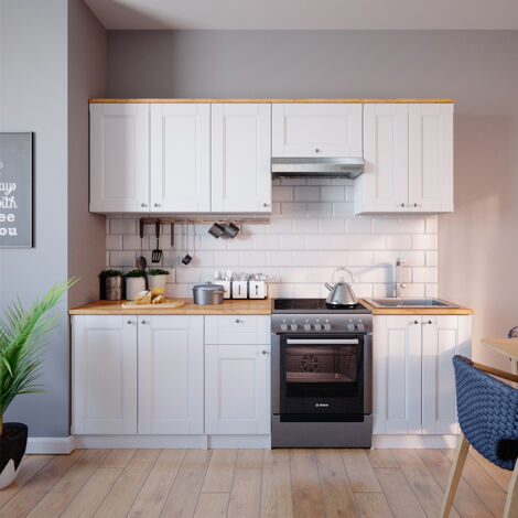 Ligne de cuisine Bergamo, Blanc, 240cm , PT Goldkraft, Vicco (1/5)