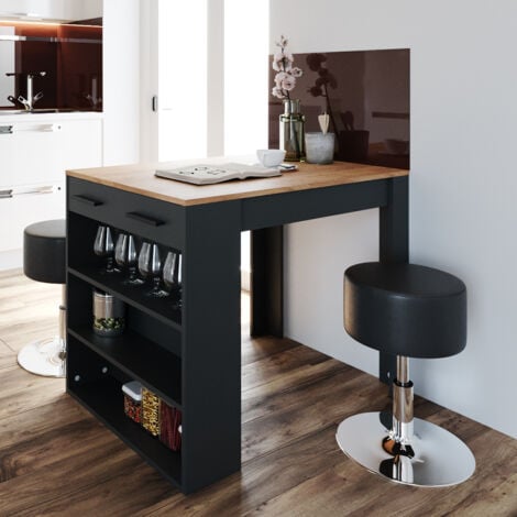 Table style bar Repose, Anthracite/chêne doré, 67x100cm, Vicco