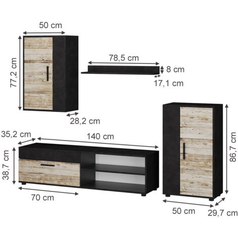 Meuble-paroi Berno, Beige, Lot de 4, Vicco
