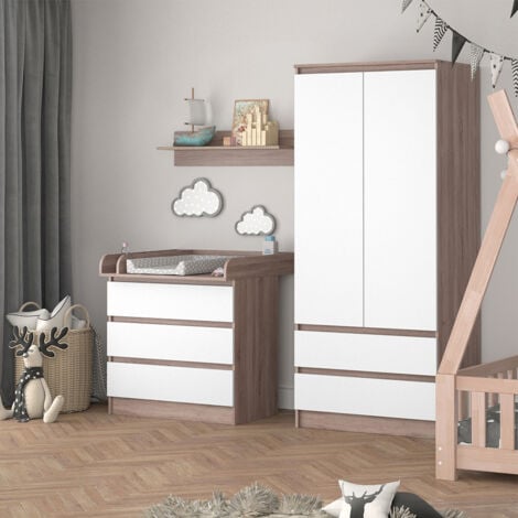 Commode à langer Emma, Blanc/Sonoma, 80 x 78 cm, Vicco