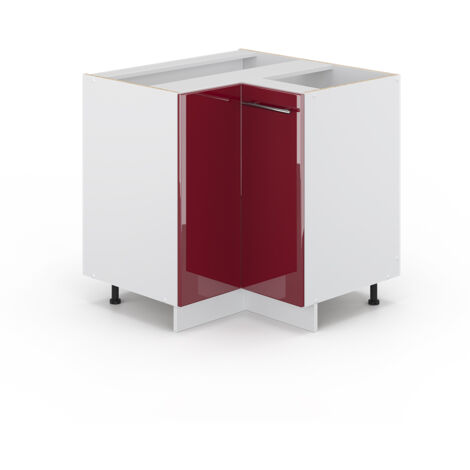 Meuble d'angle Fame-Line, Rouge bordeaux Haute brillance, 80.5 cm sans plan de travail, Vicco
