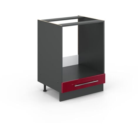 Meuble pour four Fame-Line, Rouge bordeaux Haute brillance, 60 cm sans plan de travail, Vicco
