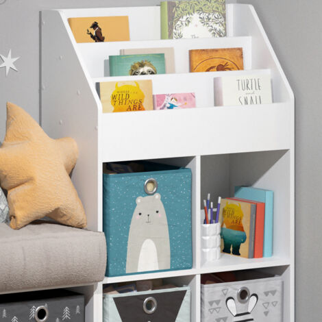 Bibliothèque Enfant 5 étagères Luigi Blanc Vicco - Boîte Pliable Incluse - En MDF/aggloméré