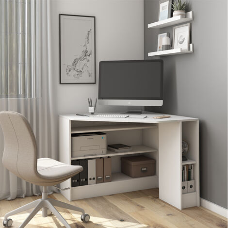 Bureau d'angle Alvaro, Blanc, 94 x 94 cm, Vicco
