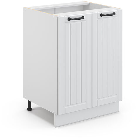 Meuble bas de cuisine Fame-Line, Blanc campagne, 60 cm sans plan de travail, Vicco