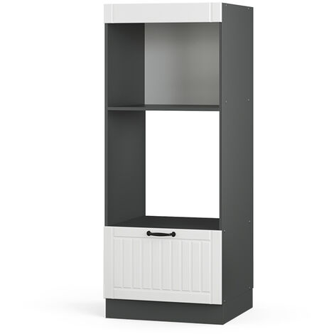 Armoire pour micro-ondes „Fame-Line 60cm blanc/anthracite style