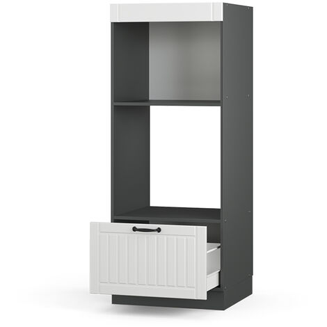 Meuble micro-ondes Fame-Line 60 cm blanc/anthracite style rustique