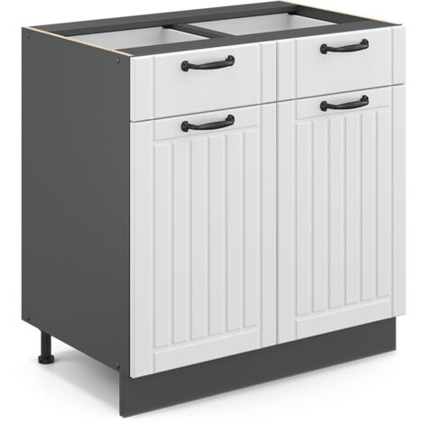 Meuble cuisine Fame-Line, Blanc campagne, 80 cm sans plan de travail, Vicco