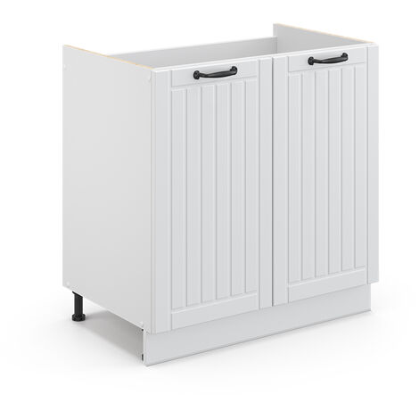 Meuble bas sous-évier Fame-Line, Blanc campagne, 80 cm sans plan de travail, Vicco
