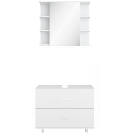 Ensemble de meubles de salle de bain Ilias, Blanc, 2 pièces, armoire basse 80 cm, Vicco (1/5)