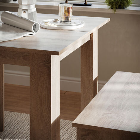 Vicco Ensemble De Table À Manger Sentio, 80x80cm Avec 2 Bancs, Anthracite/chêne Doré