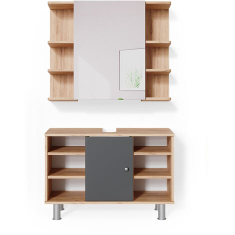 Ensemble de meubles de salle de bain Fynn, Chêne de force doré, 2 parties, Vicco